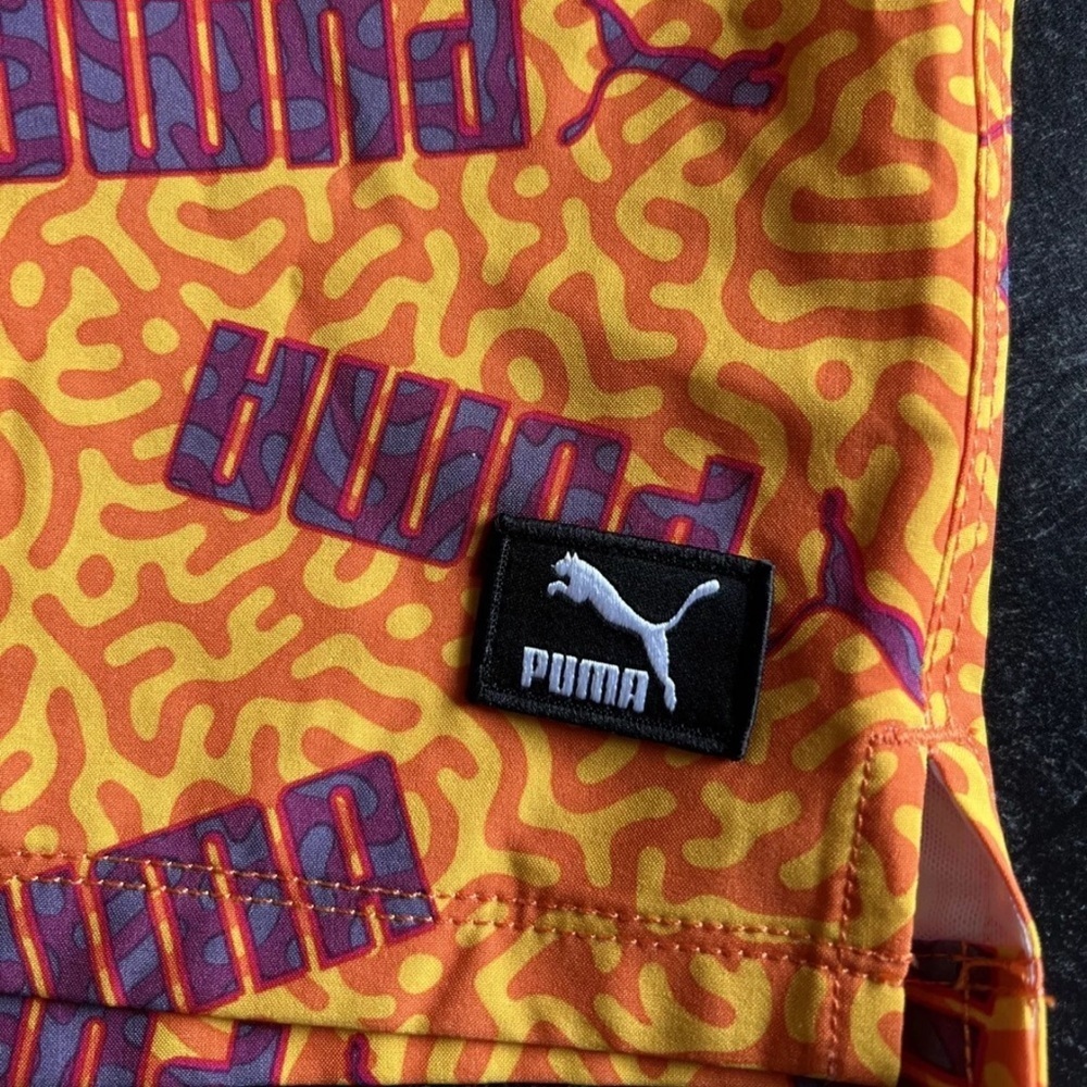 Puma No Fade Swim Trunk 7in Inseam Size XL Orange W/Logo Accent NEW $55 - Picture 10 of 11
